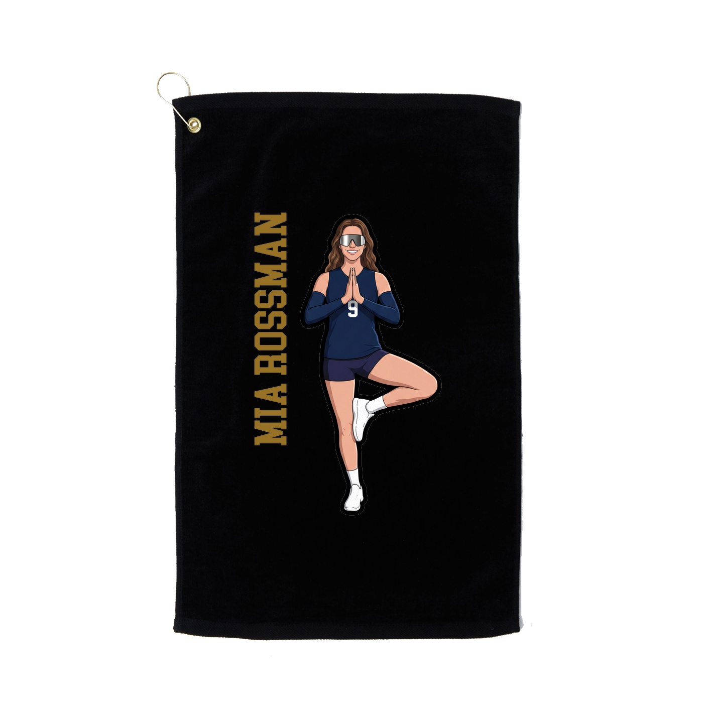 Golf Towel — Name Vertical in Black
