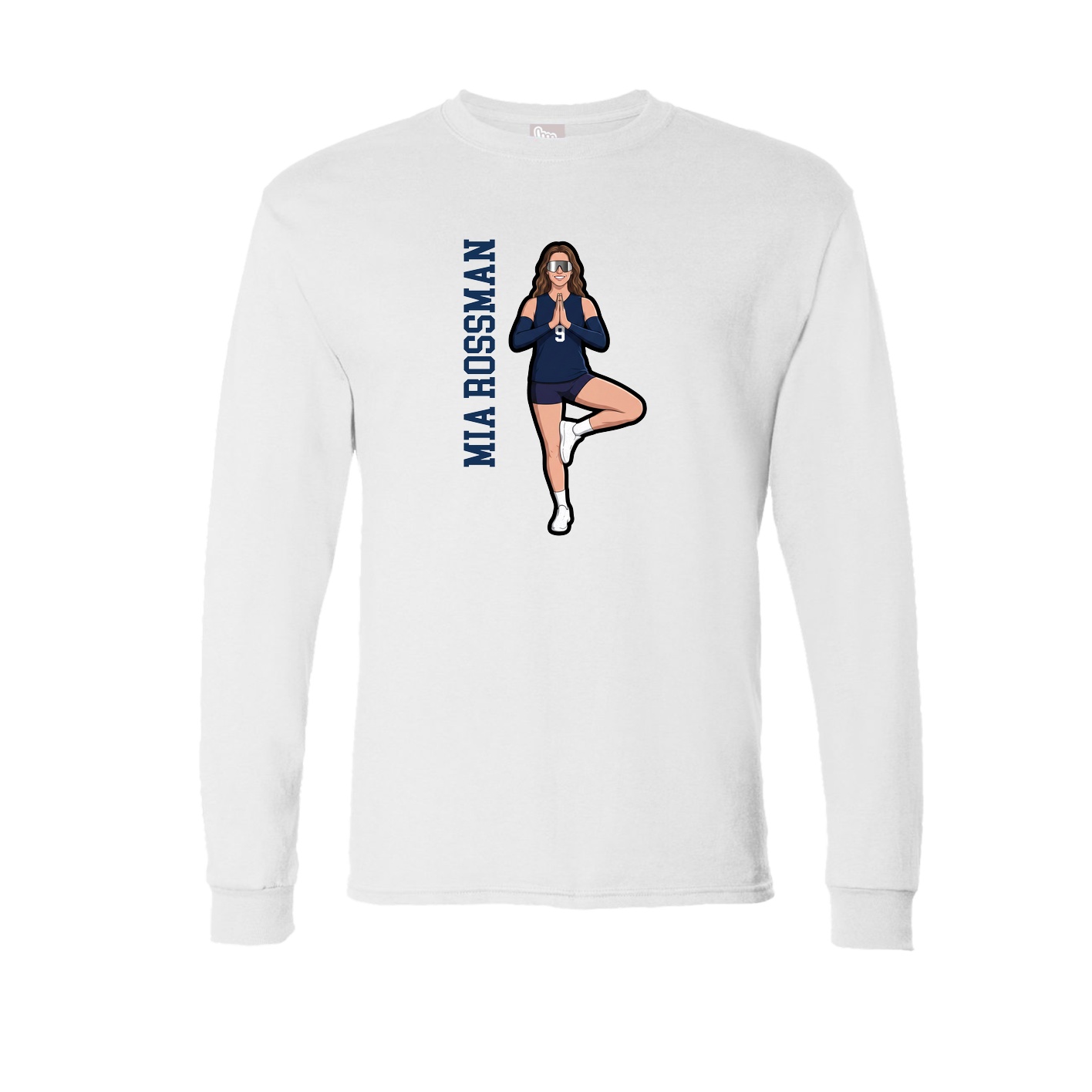 Long Sleeve Tee — Name Vertical in White