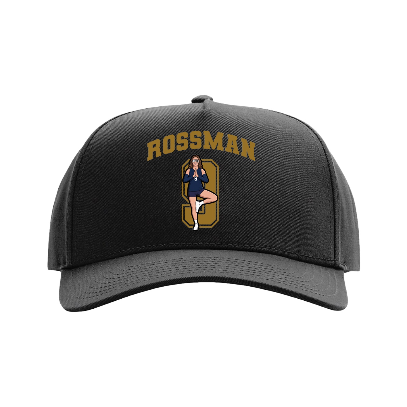 Full Fabric Five-Panel Champ Cap — Number in Black