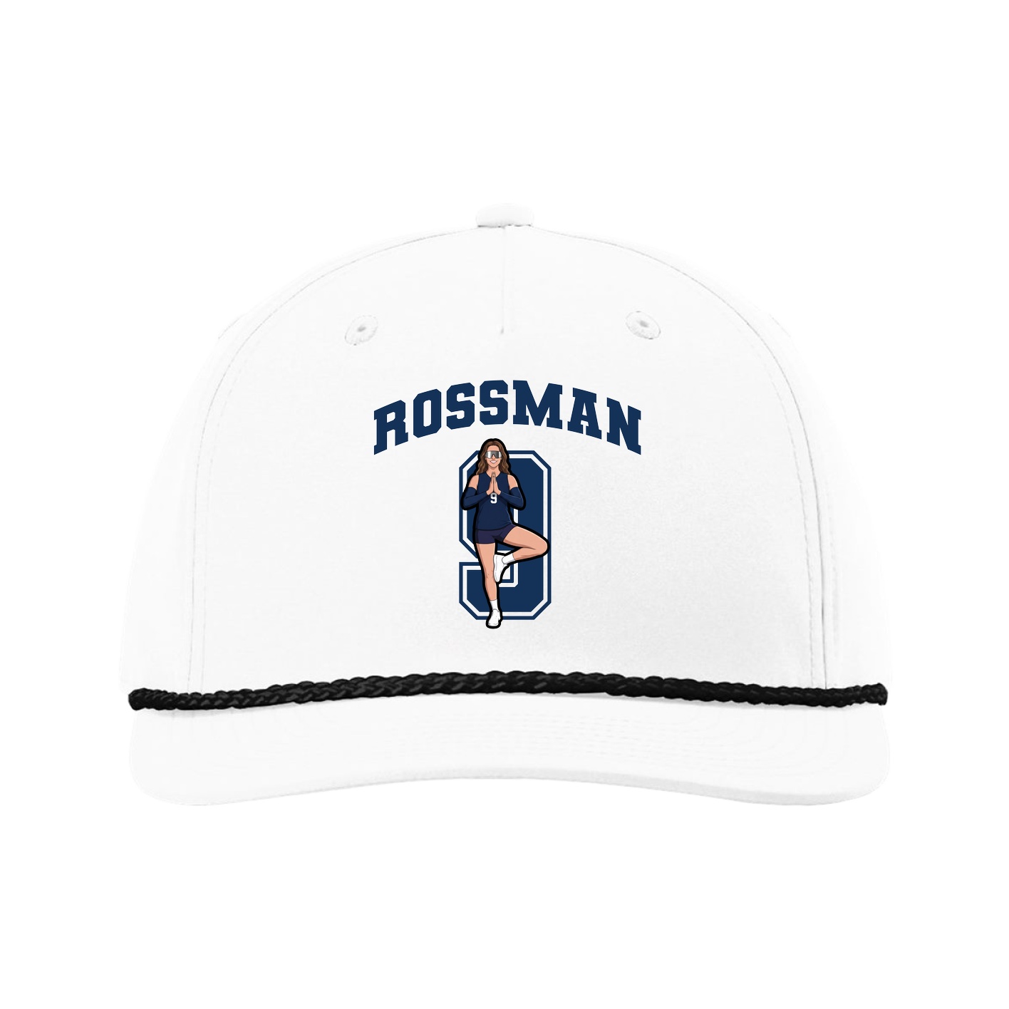 Five-Panel Classic Rope Cap — Number in White