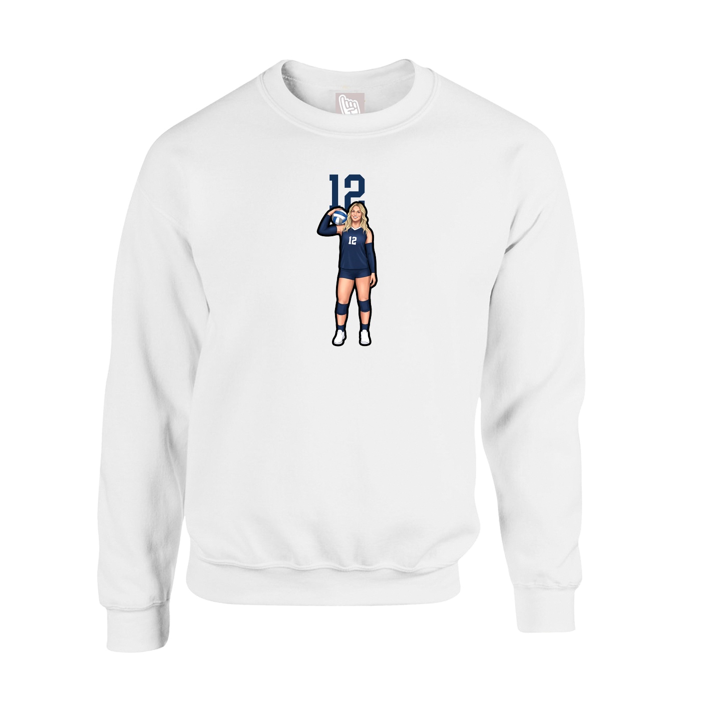 Fleece Crew — Number Top in White