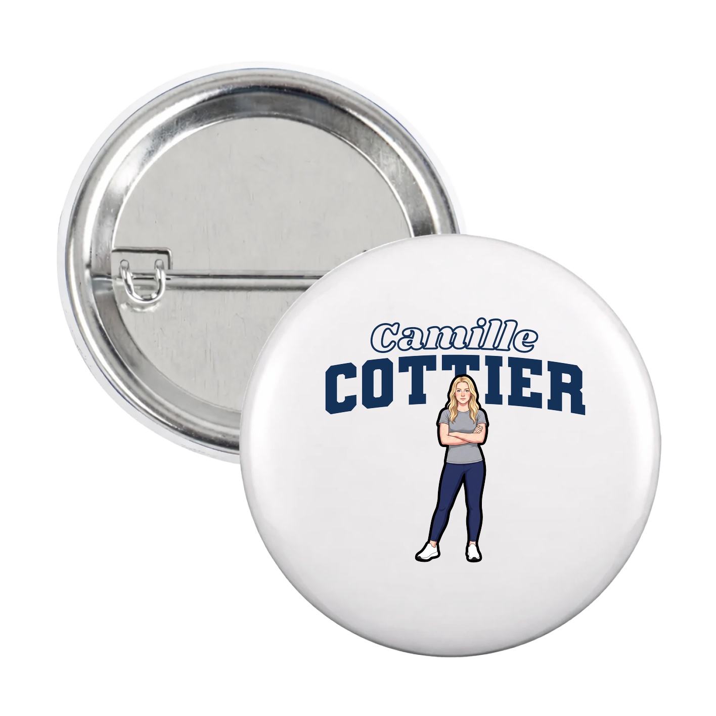 Game Day Button — Name Arch in White