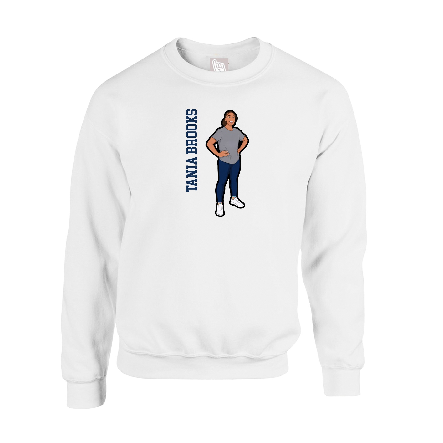 Fleece Crew — Name Vertical in White