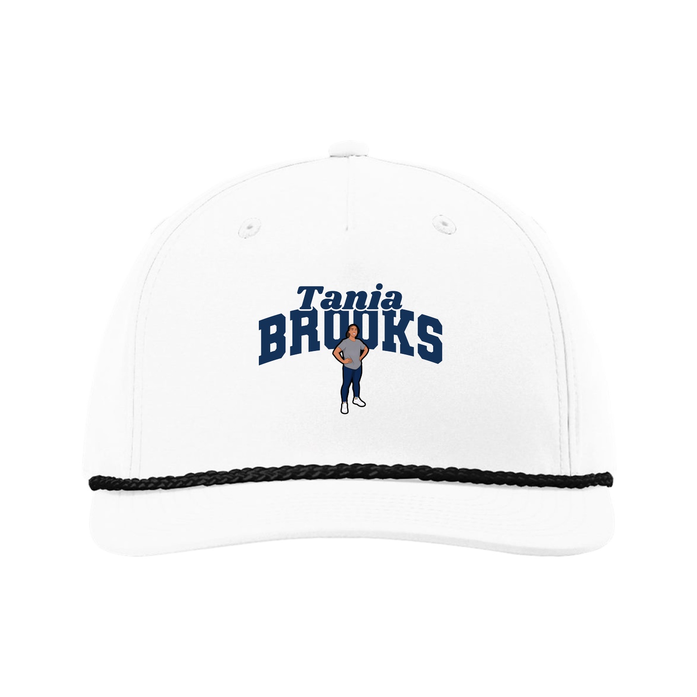 Five-Panel Classic Rope Cap — Signature Arch in White