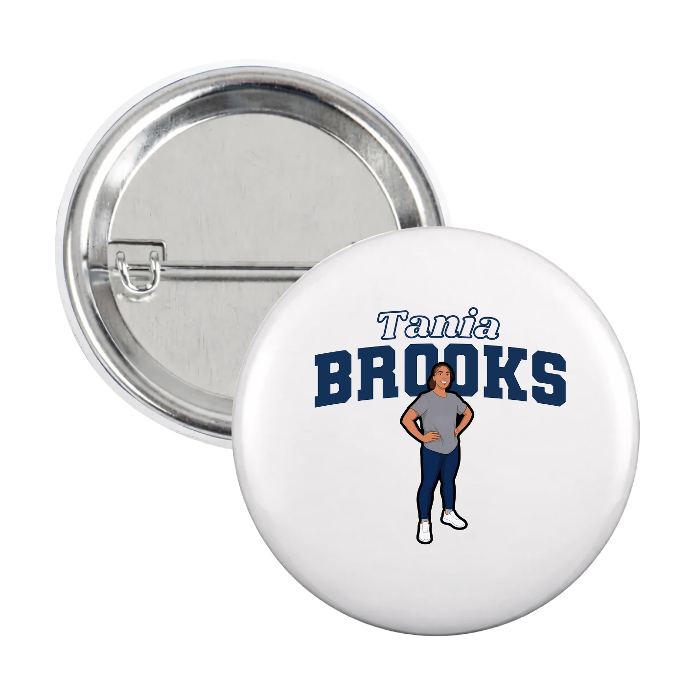 Game Day Button — Name Arch in White