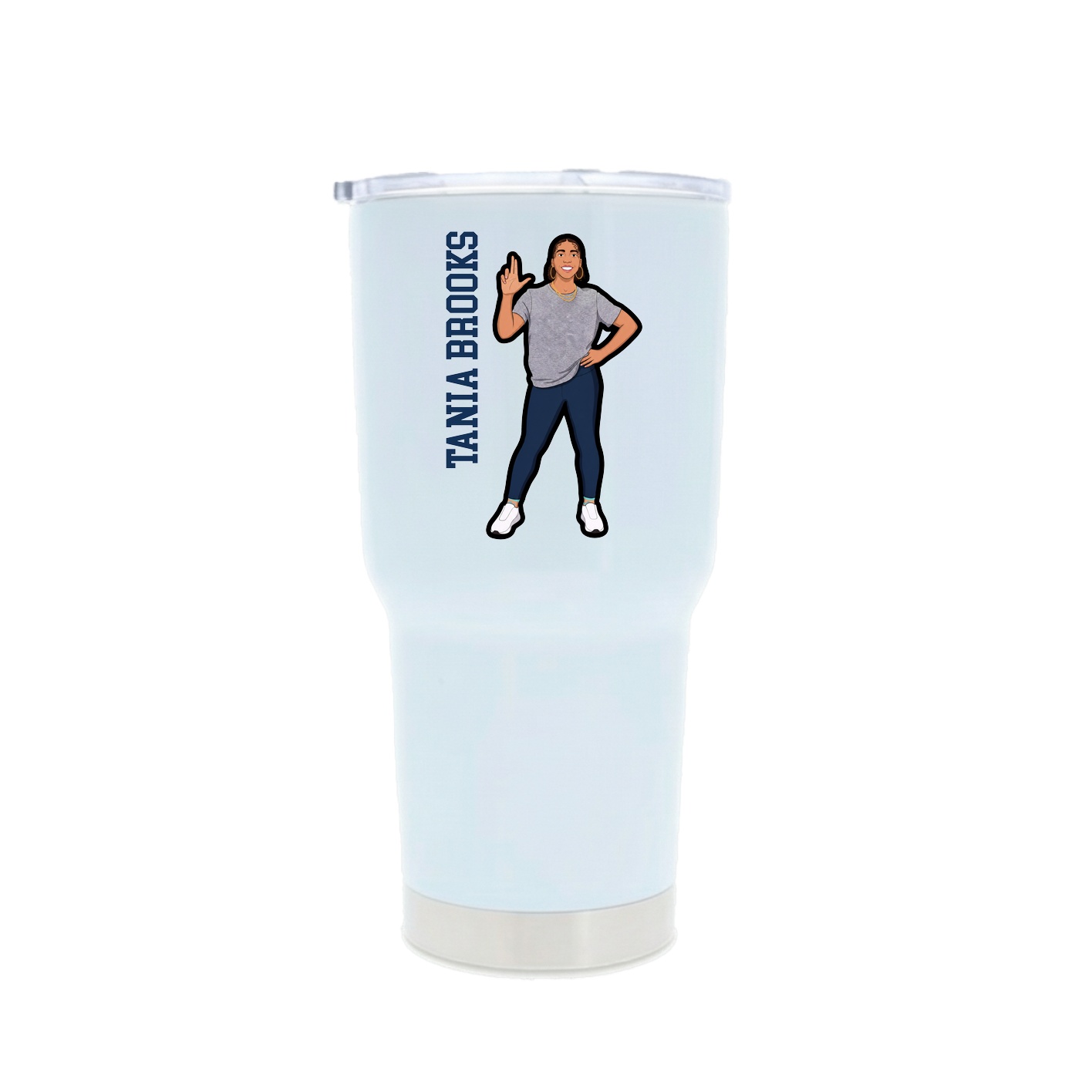 30oz Stainless Steel Tumbler — Name Vertical in White