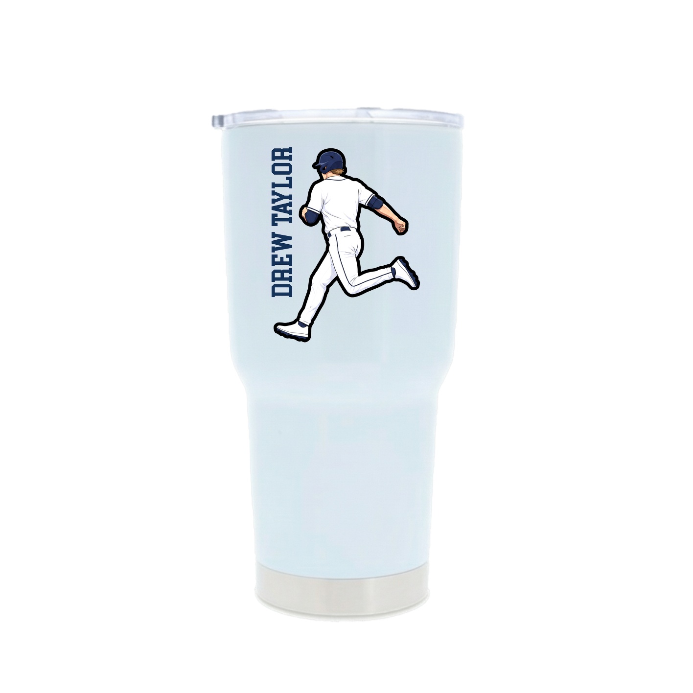 30oz Stainless Steel Tumbler — Name Vertical in White