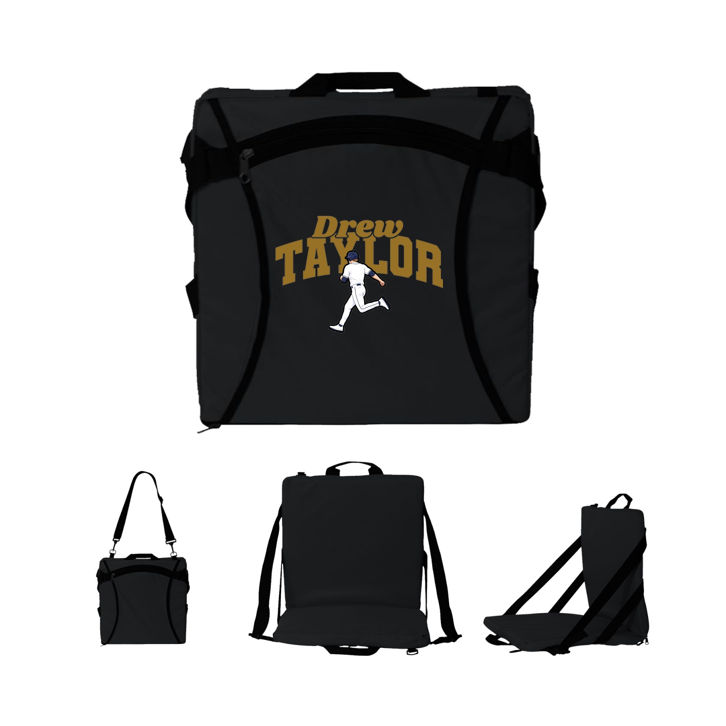Folding Stadium Seat — Signature Arch in Black