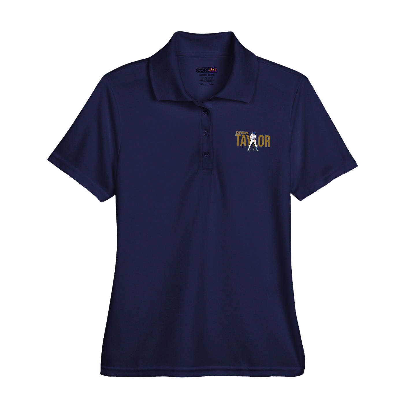 Womens Performance Polo — Player Name in Navy
