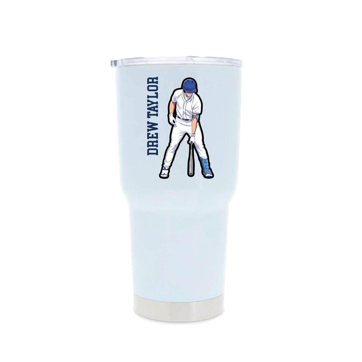 30oz Stainless Steel Tumbler — Name Vertical in White