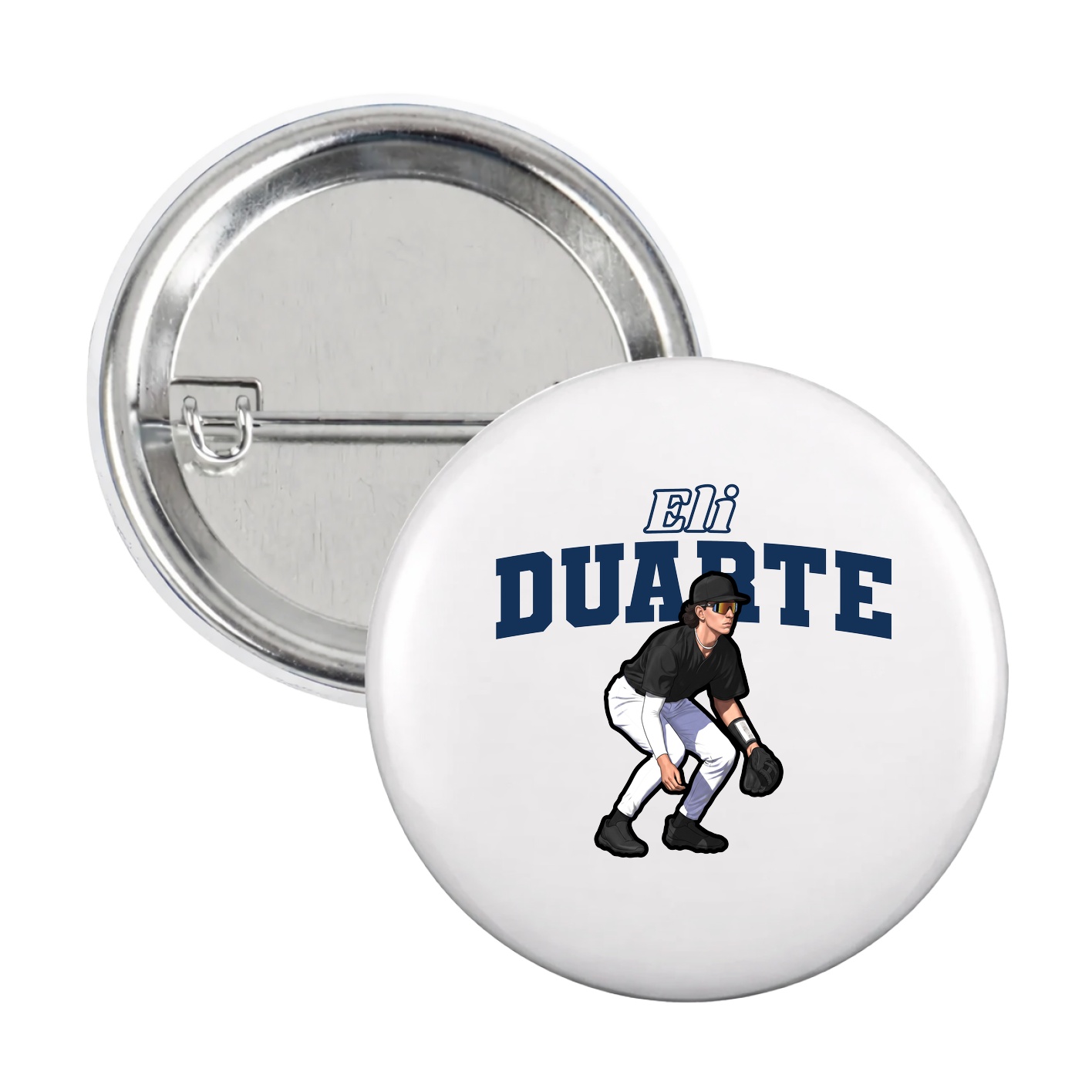 Game Day Button — Name Arch in White