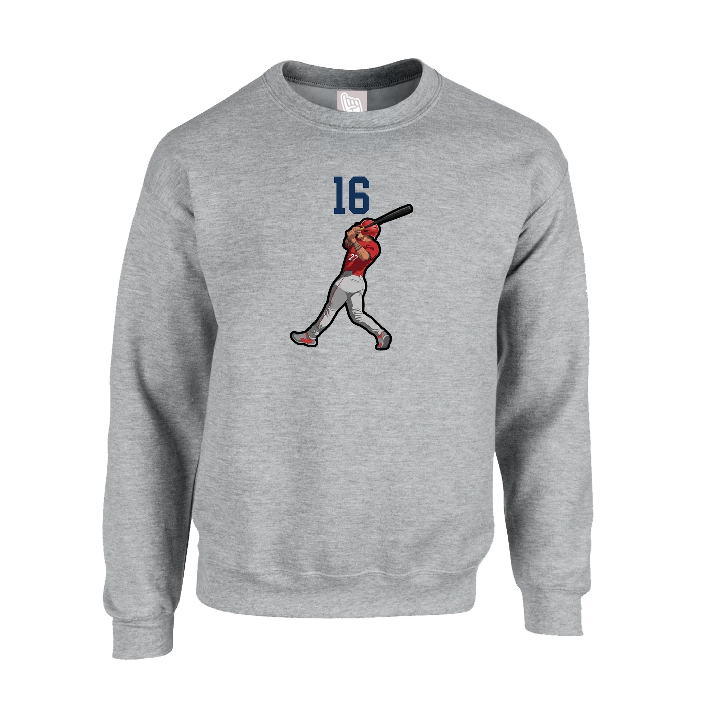 Fleece Crew — Number Top in Grey