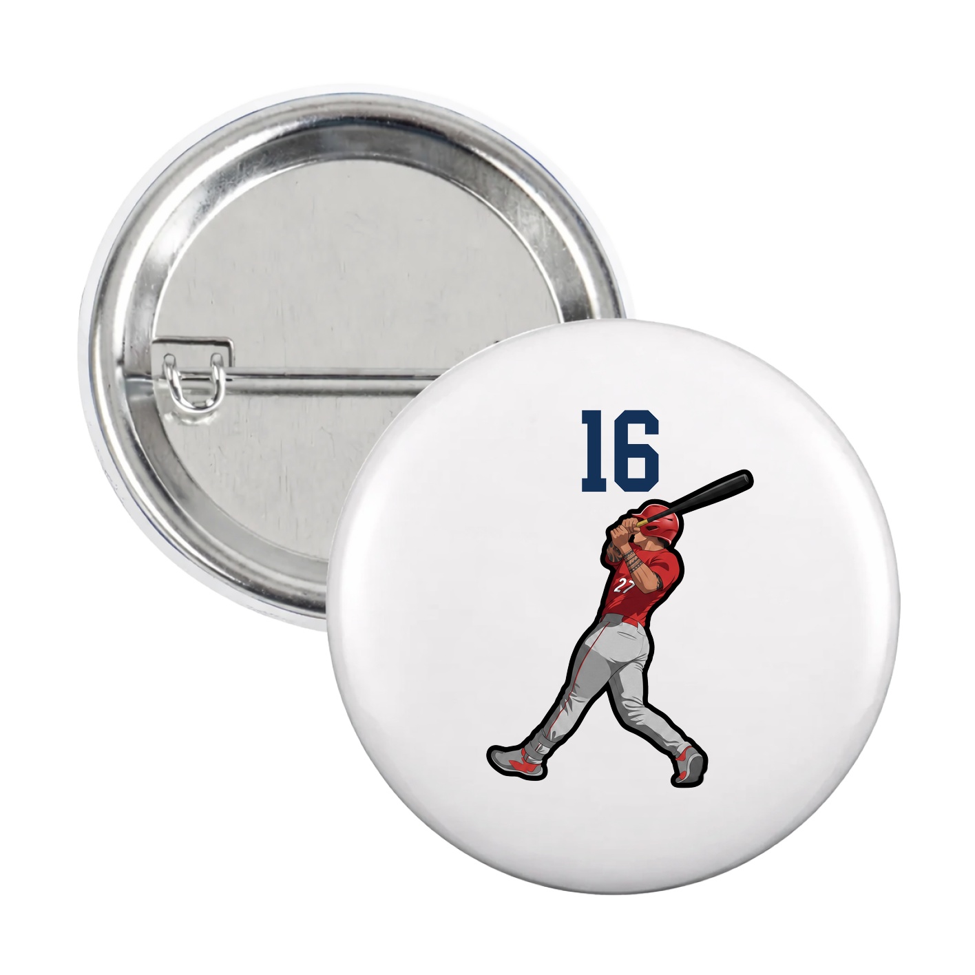 Game Day Button — Number Top in White