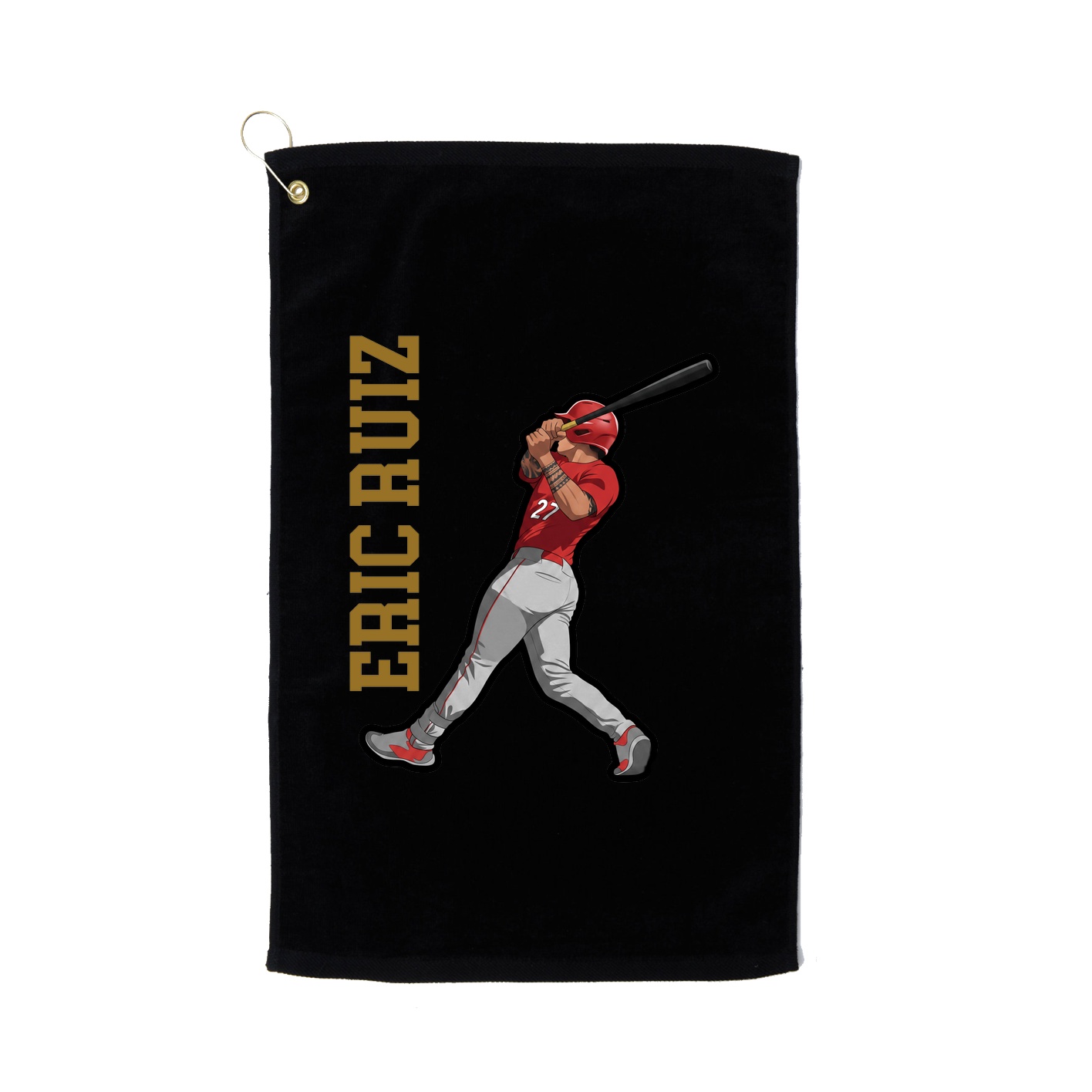 Golf Towel — Name Vertical in Black