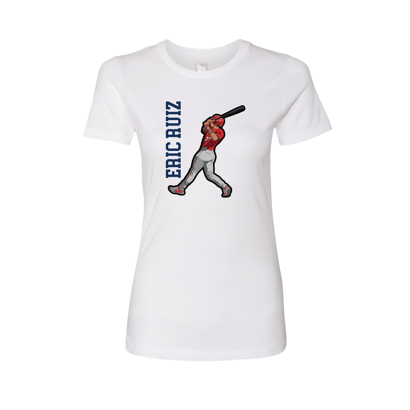 Fitted Women's Tee — Name Vertical in White