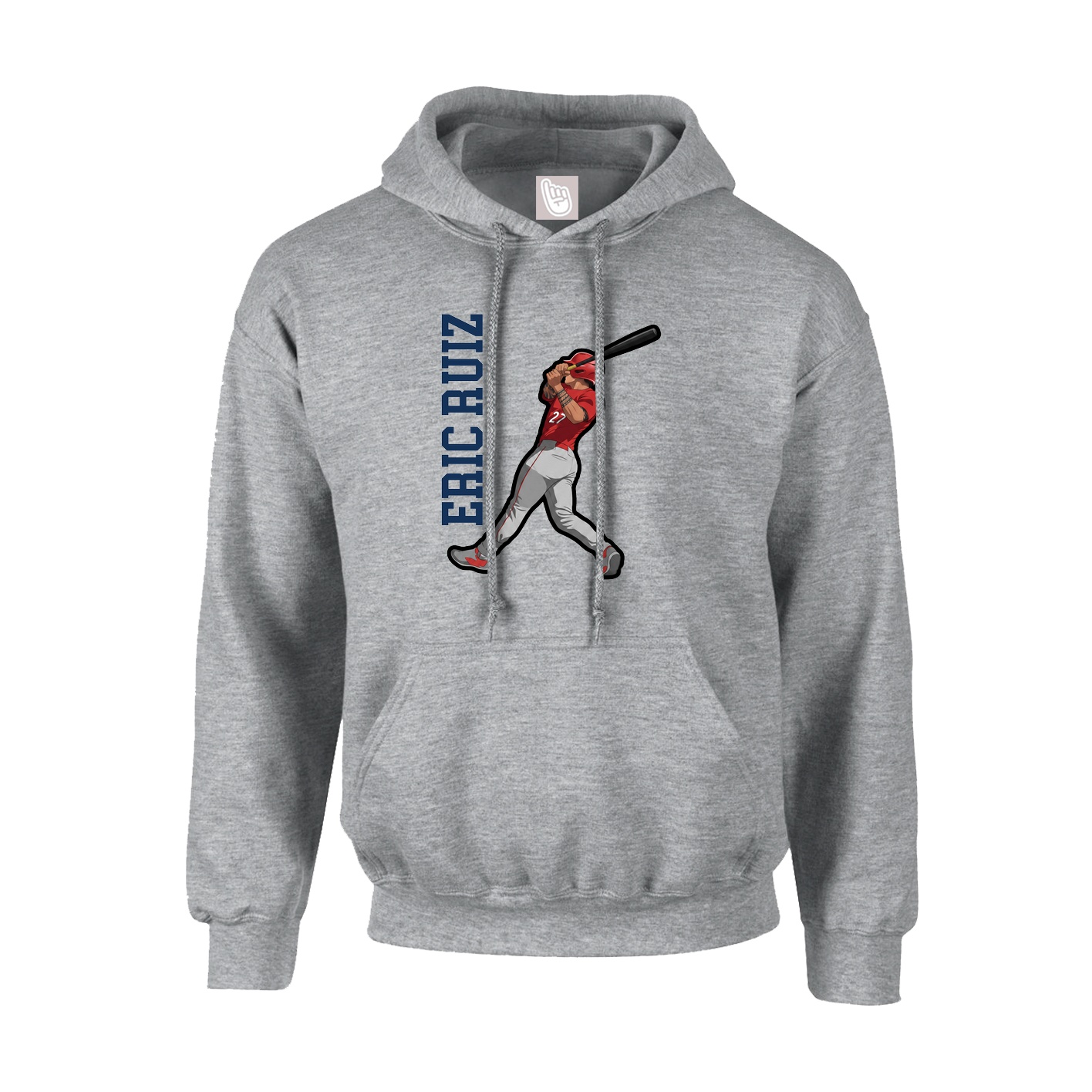 Youth Hoodie — Name Vertical in Grey
