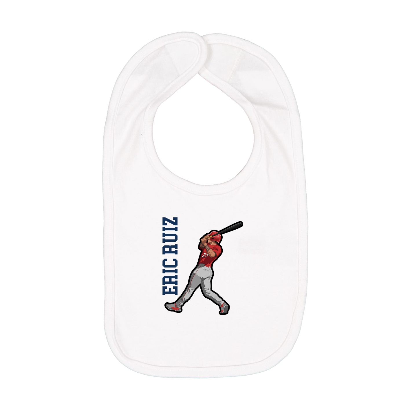 Infant Bib — Name Vertical in White
