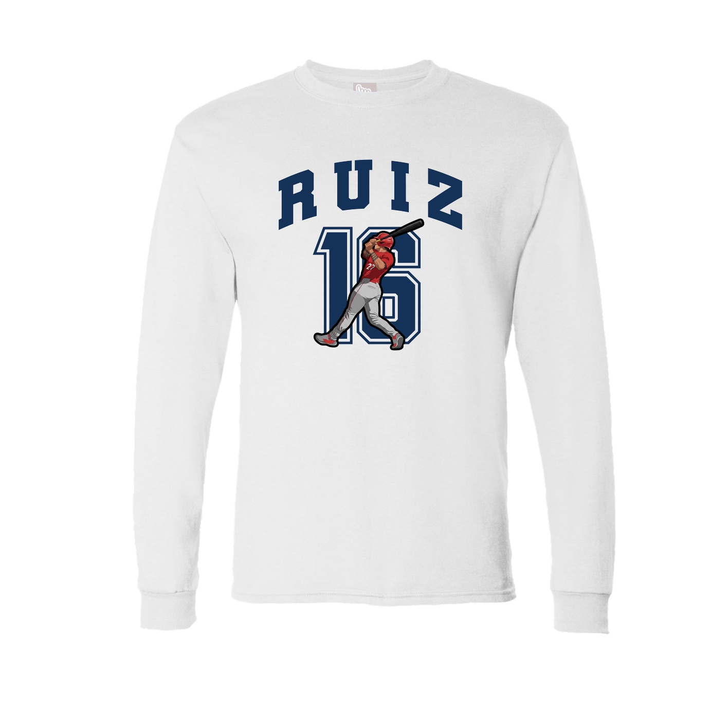 Long Sleeve Tee — Number in White