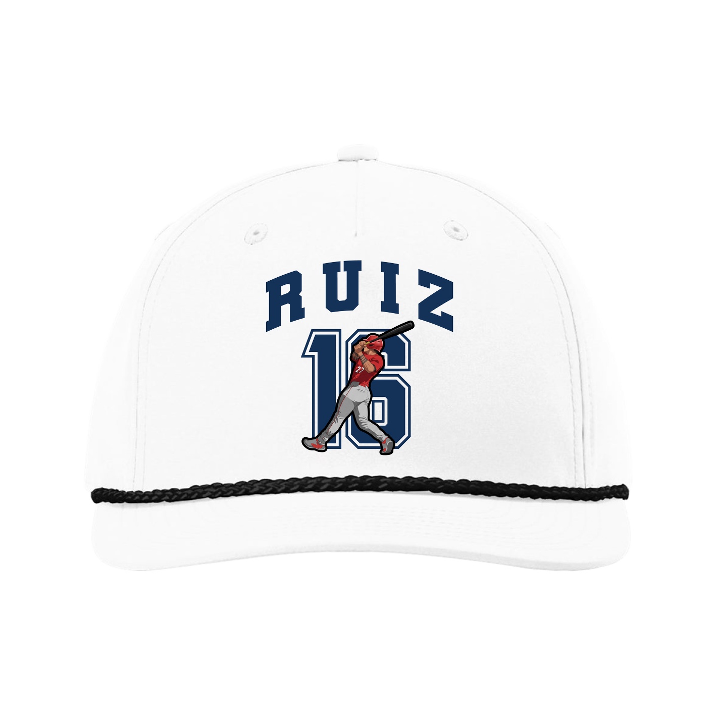 Five-Panel Classic Rope Cap — Number in White
