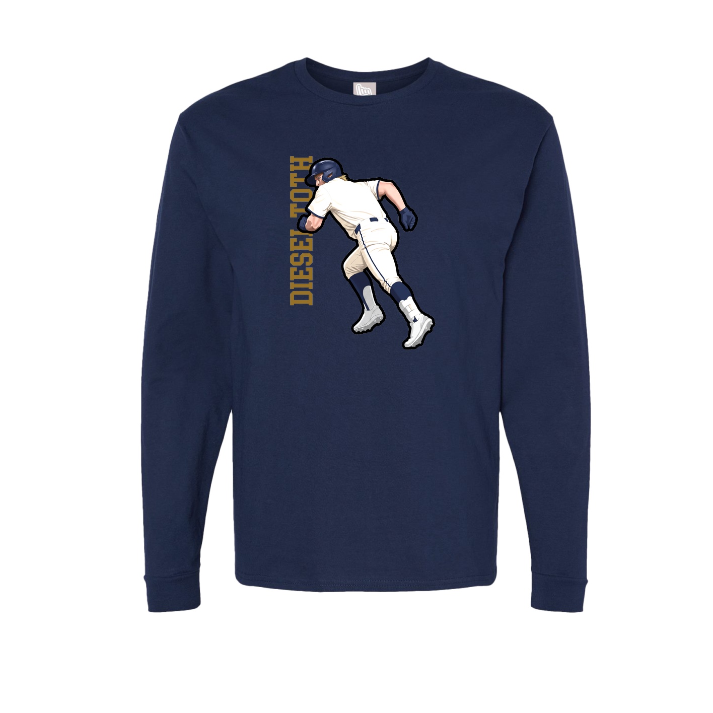 Long Sleeve Tee — Name Vertical in Navy