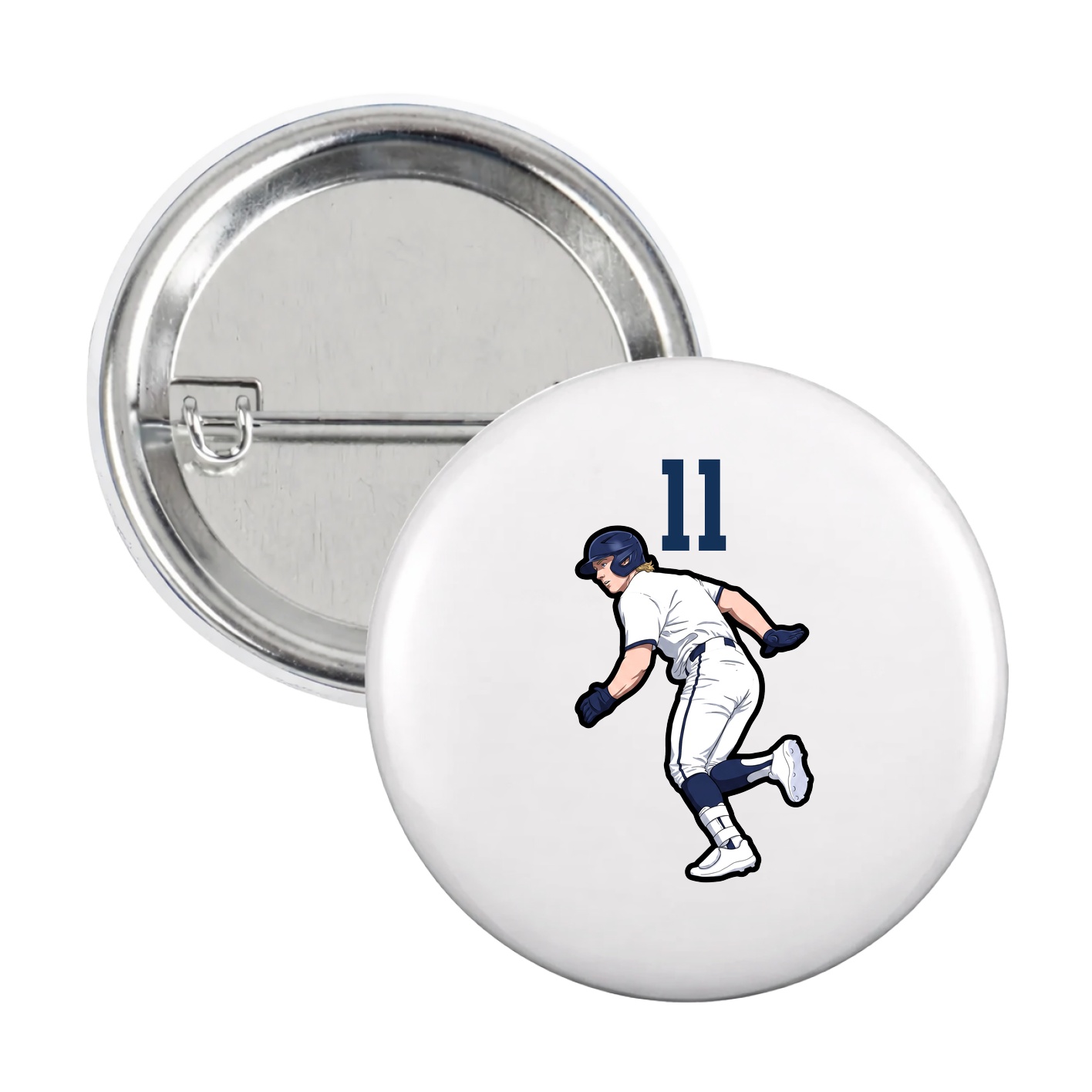 Game Day Button — Number Top in White