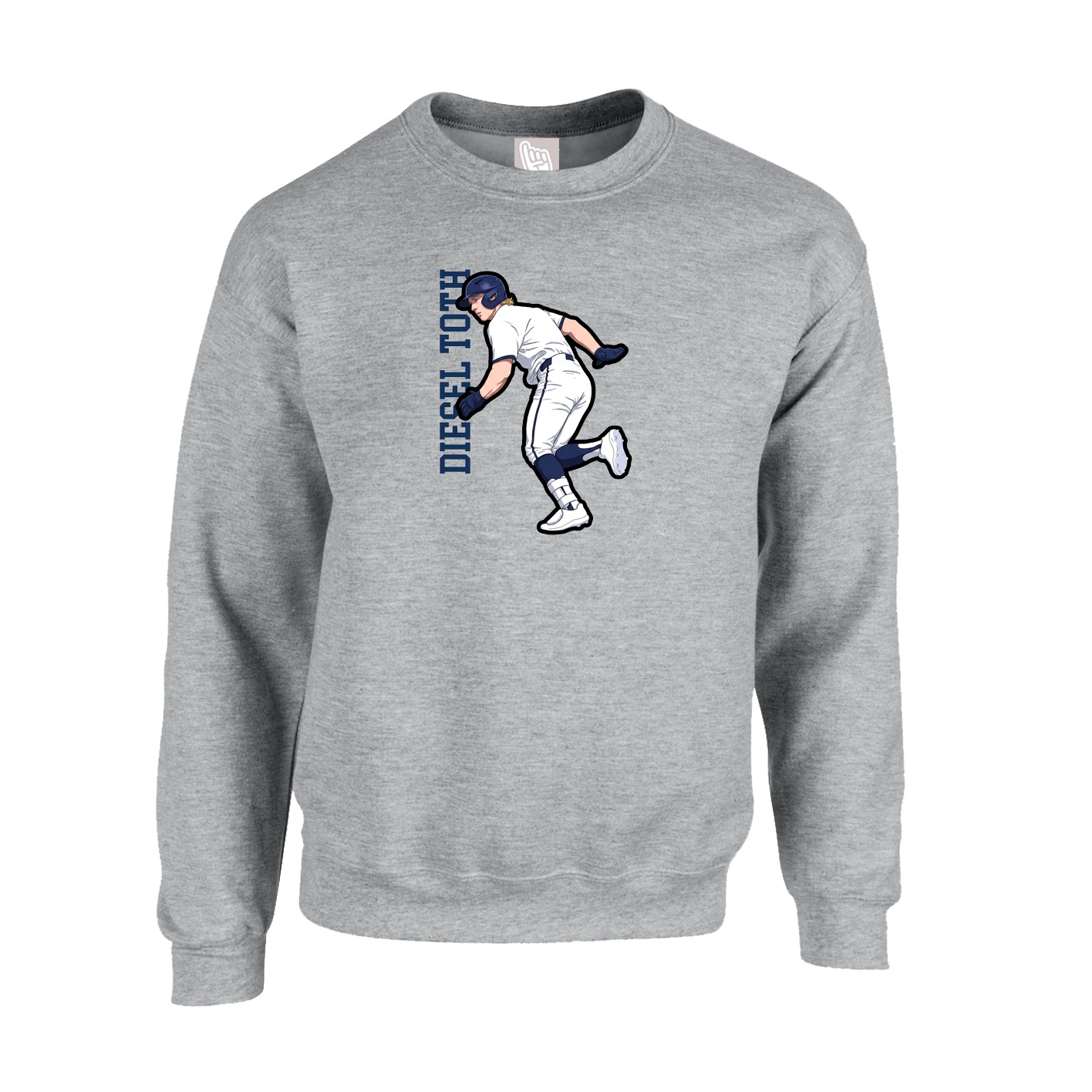 Fleece Crew — Name Vertical in Grey