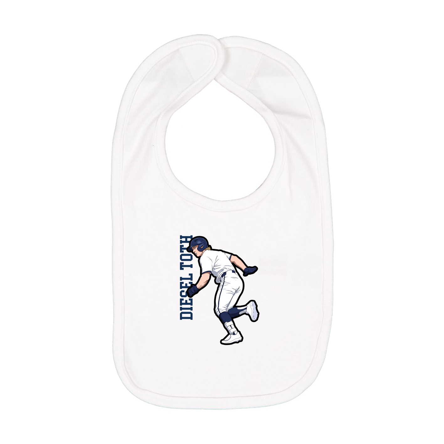 Infant Bib — Name Vertical in White
