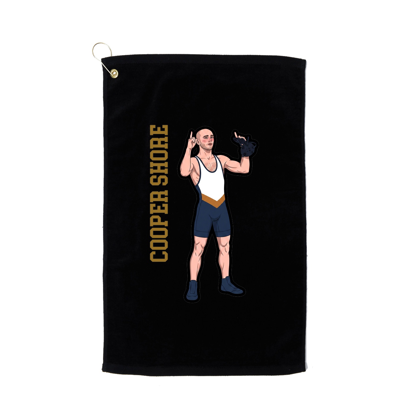 Golf Towel — Name Vertical in Black