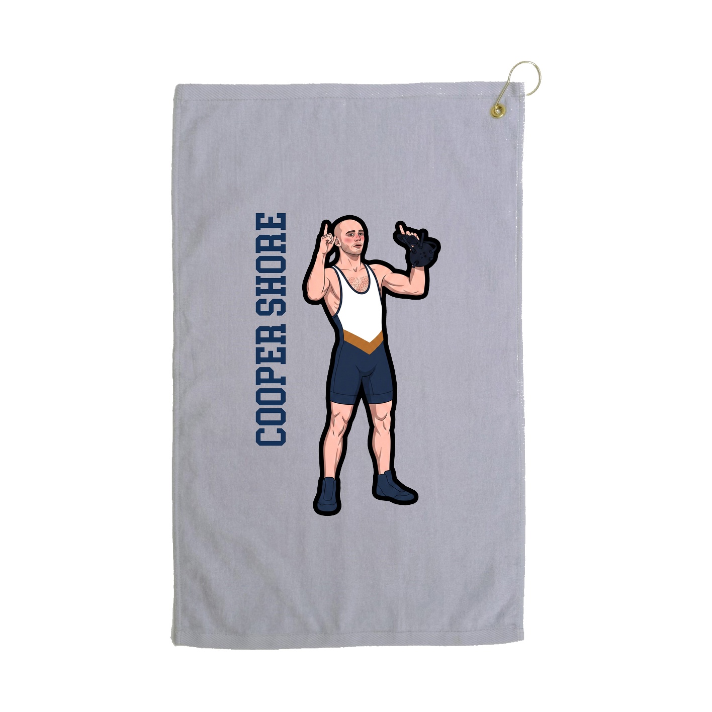 Golf Towel — Name Vertical in Grey