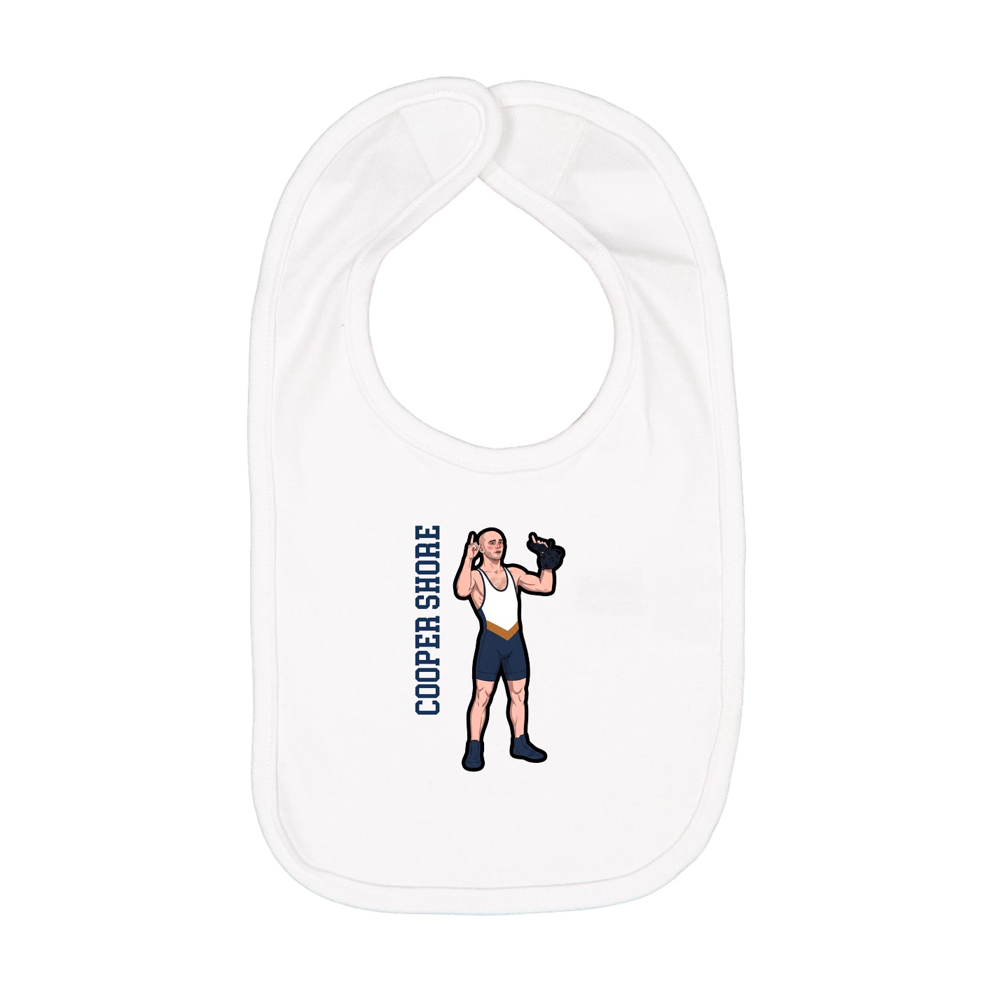 Infant Bib — Name Vertical in White