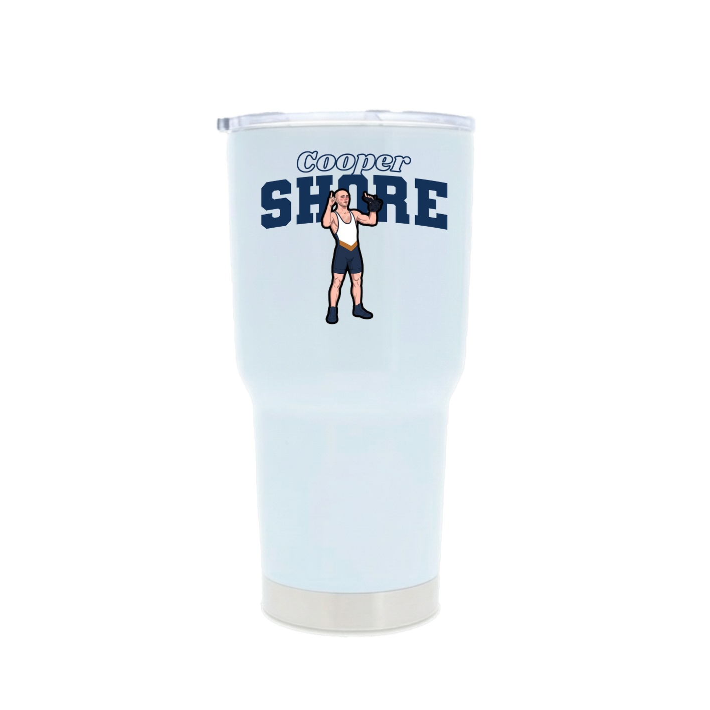 30oz Stainless Steel Tumbler — Name Arch in White