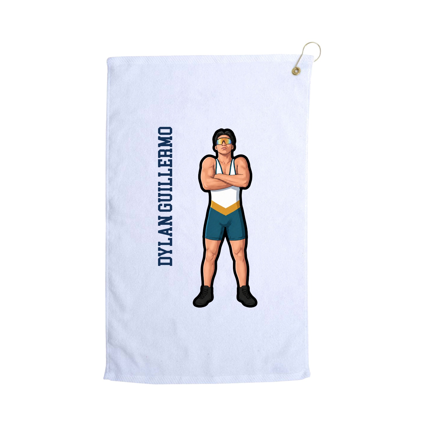 Golf Towel — Name Vertical in White