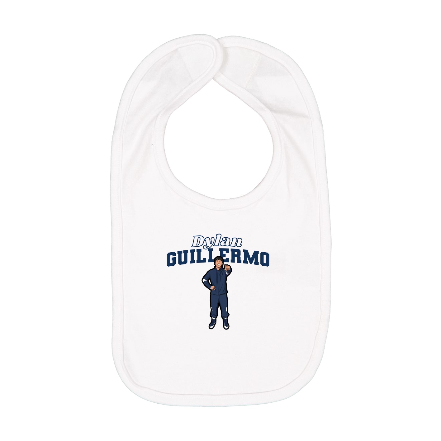 Infant Bib — Name Arch in White
