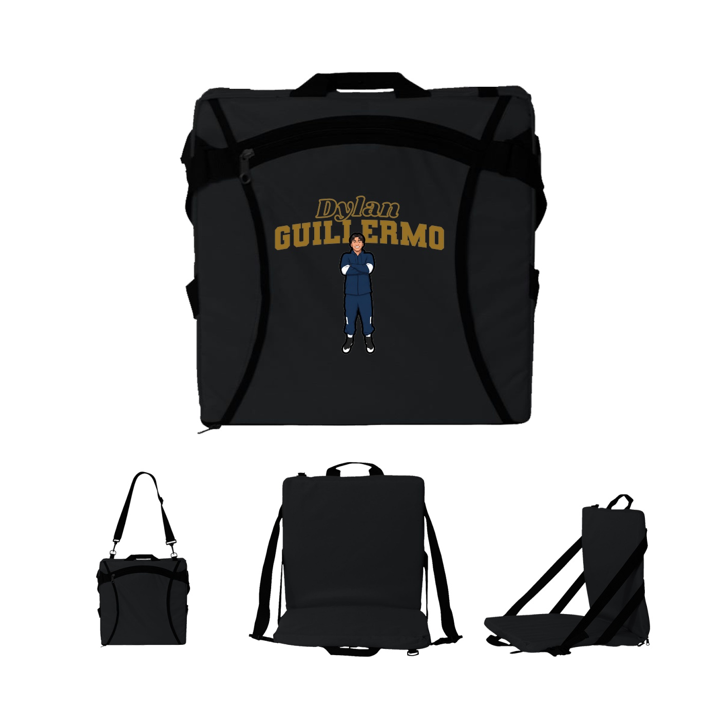Folding Stadium Seat — Name Arch in Black