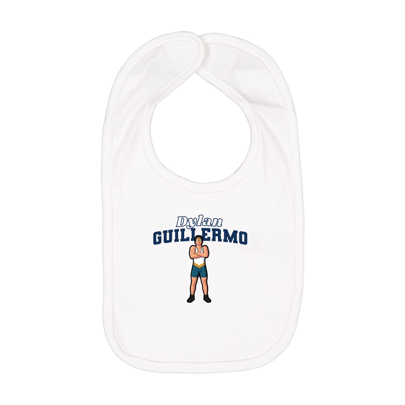 Infant Bib — Name Arch in White