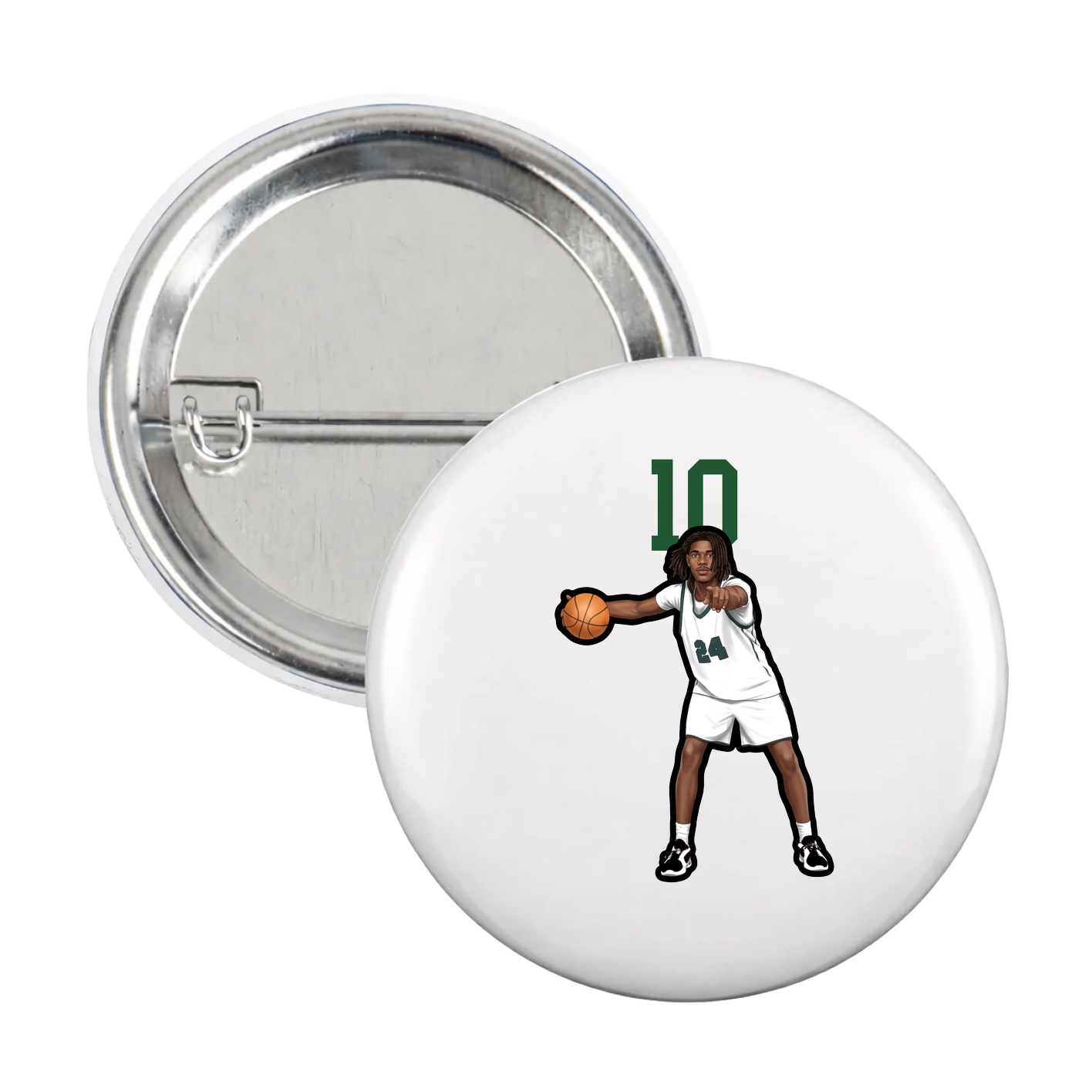 Game Day Button — Number Top in White
