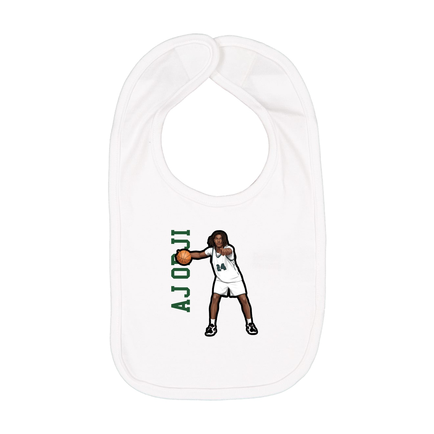 Infant Bib — Name Vertical in White