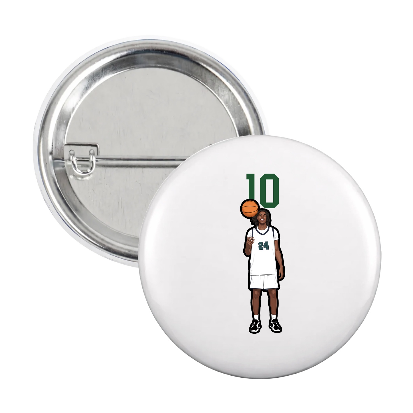 Game Day Button — Number Top in White