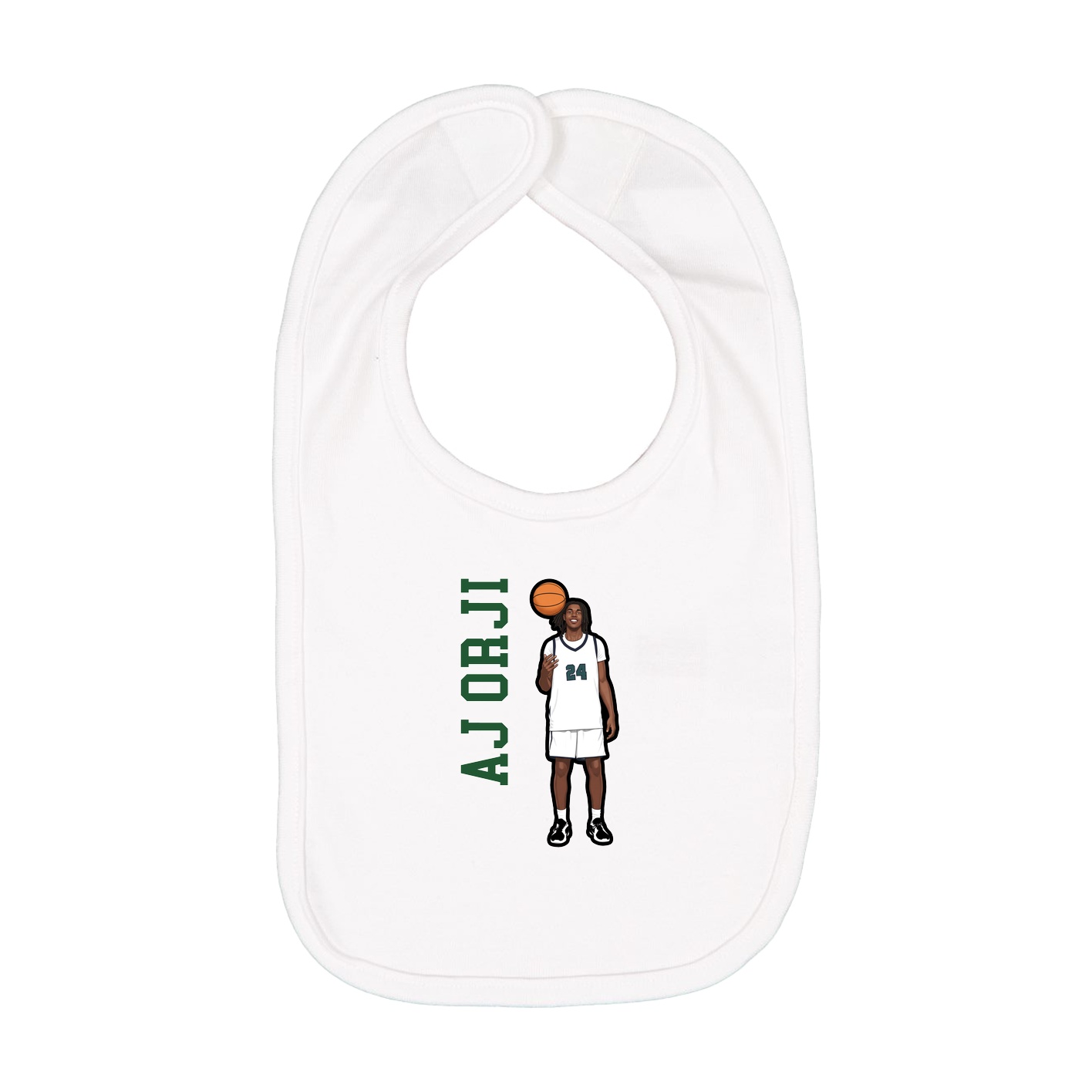 Infant Bib — Name Vertical in White