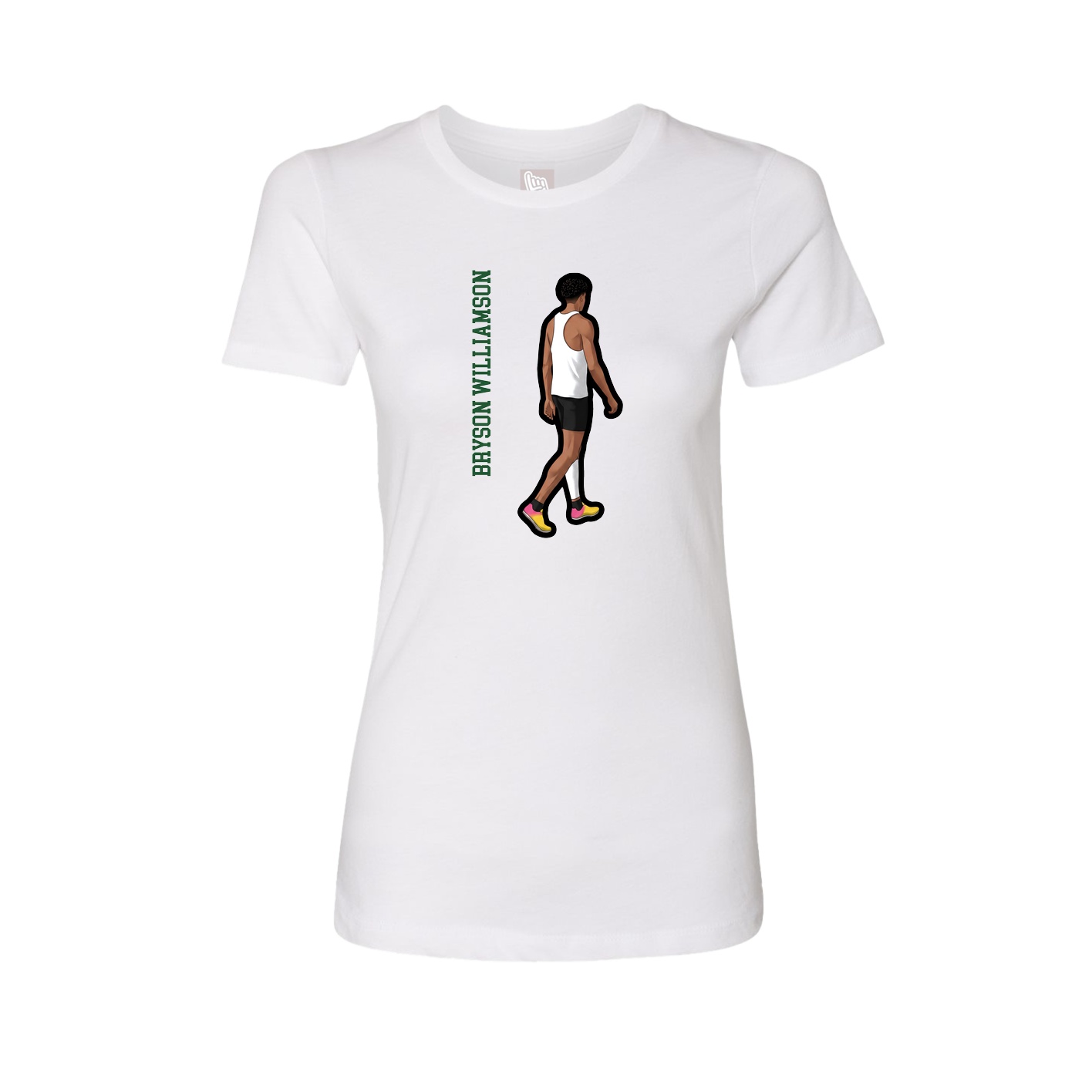Womens Tee — Name Vertical in White