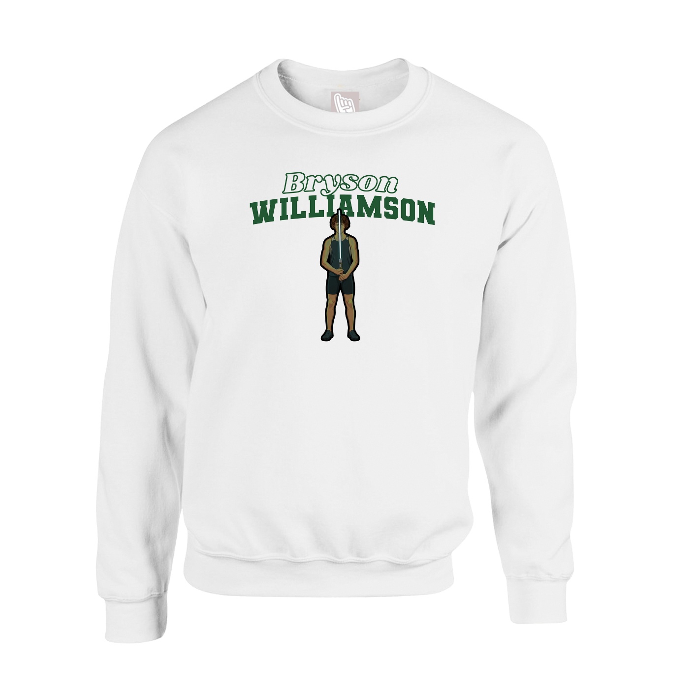 Fleece Crew — Name Arch in White
