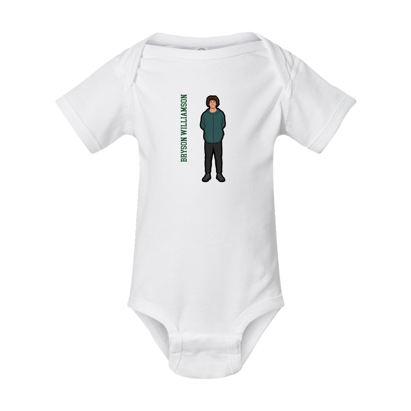 Baby Onesie — Name Vertical in White