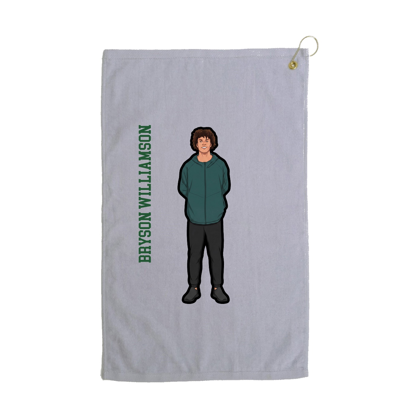 Golf Towel — Name Vertical in Grey