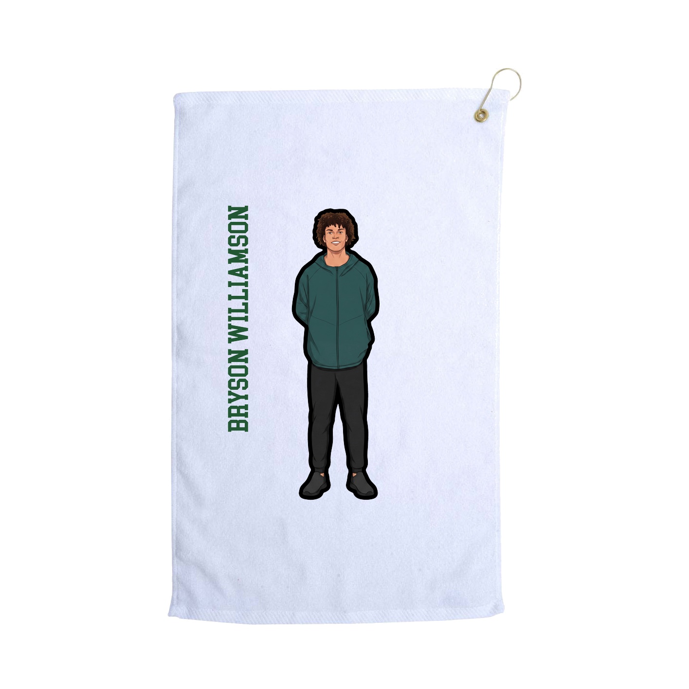 Golf Towel — Name Vertical in White