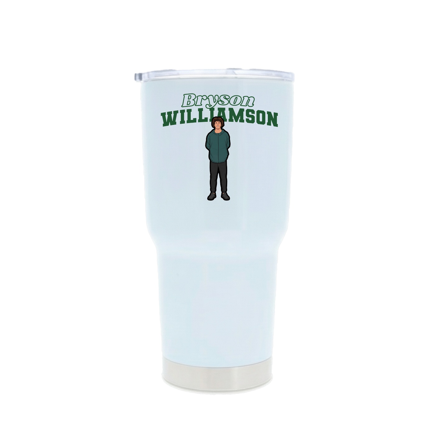 30oz Stainless Steel Tumbler — Name Arch in White