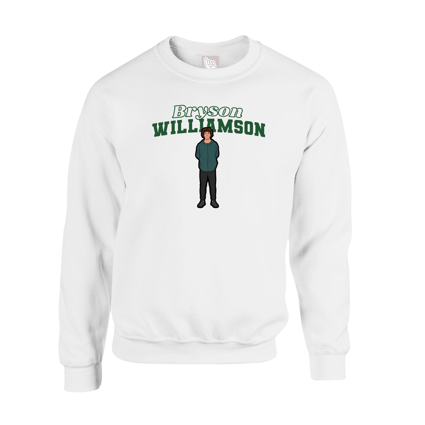 Fleece Crew — Name Arch in White
