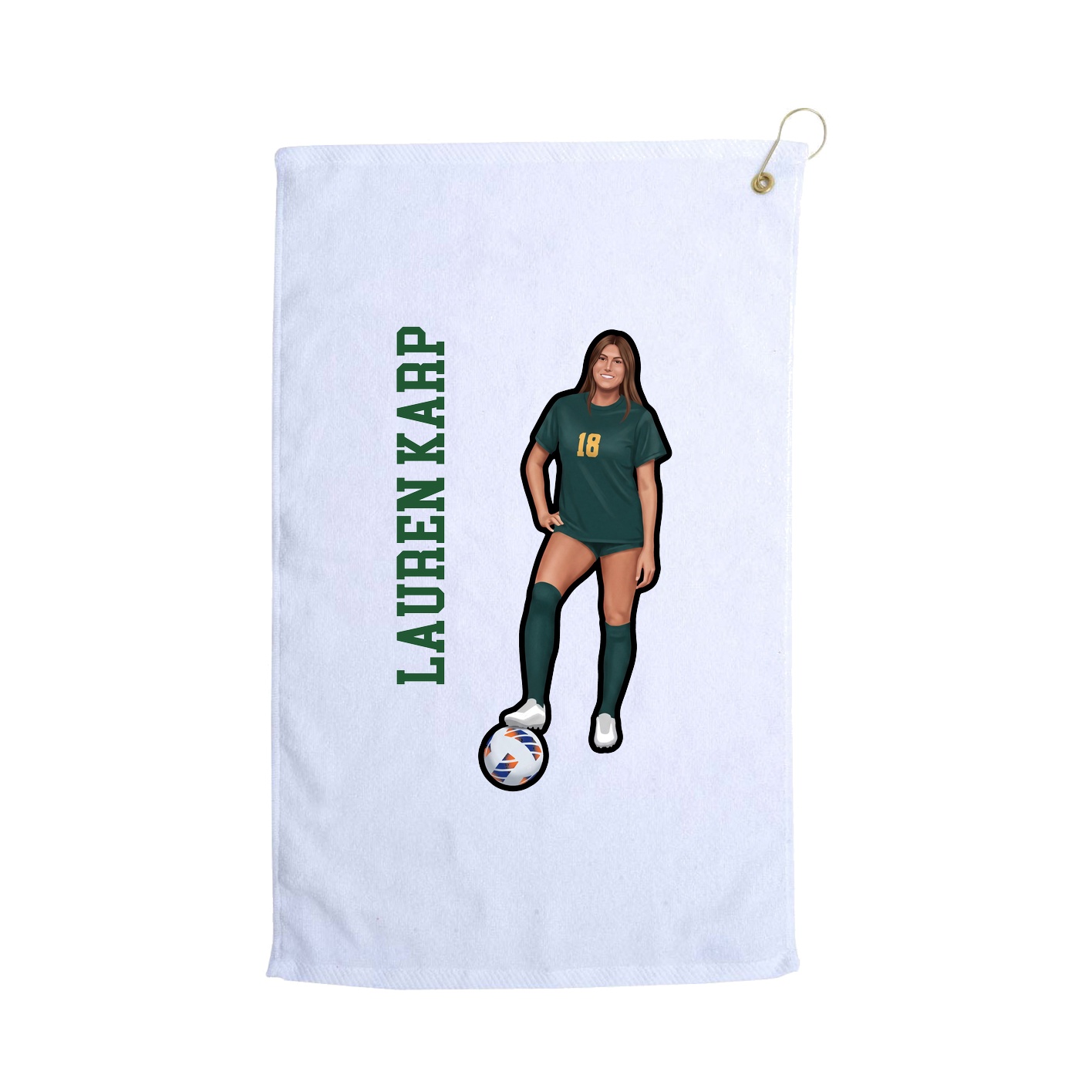 Golf Towel — Name Vertical in White