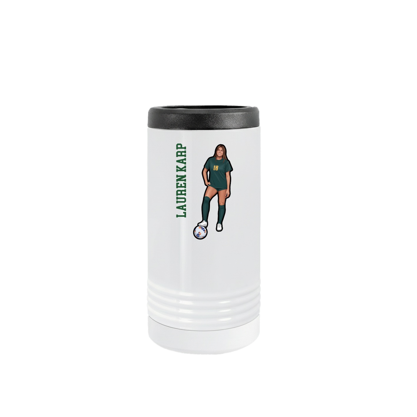 Slim Beverage Holder — Name Vertical in White