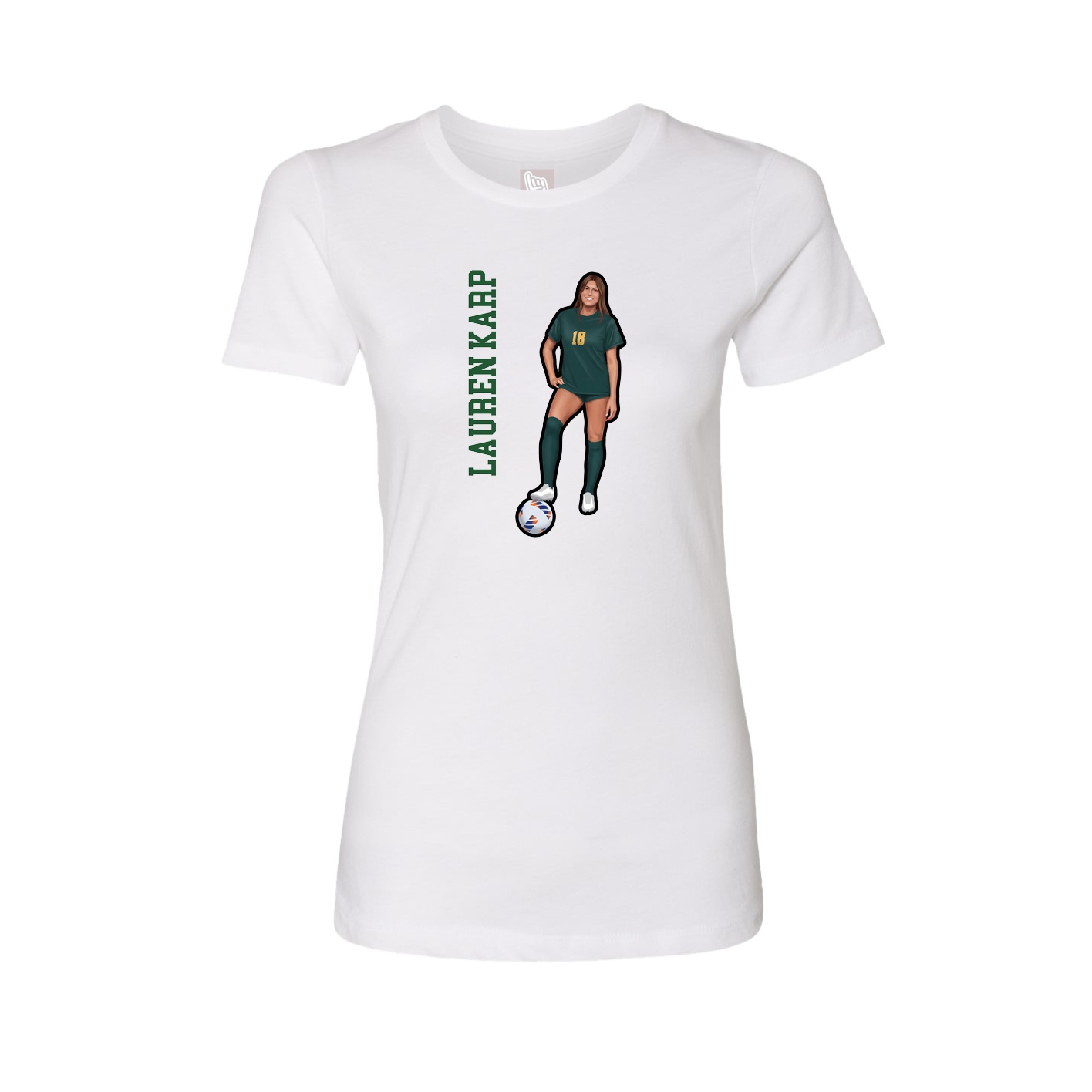 Fitted Women's Tee — Name Vertical in White