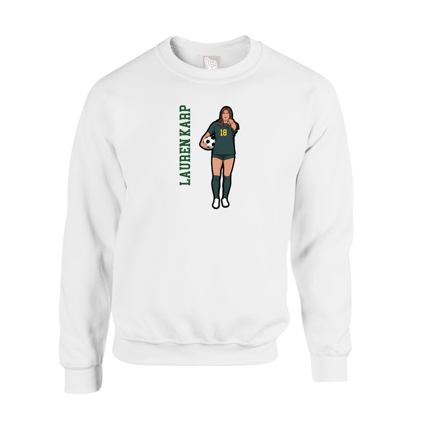 Fleece Crew — Name Vertical in White